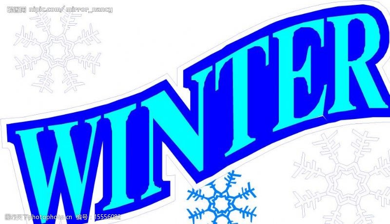 雪花及英文结合图片素材