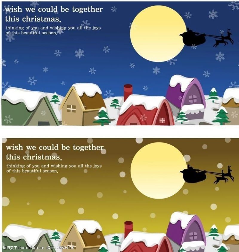 圣诞小屋2款精美圣诞雪地的小屋韩国AI矢量图图片