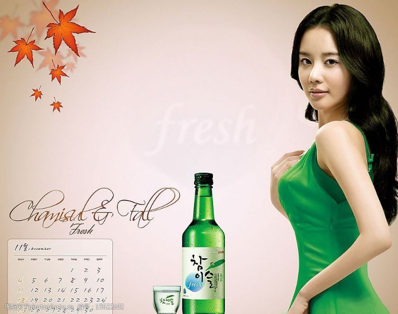 11月份美女与韩国酒图片