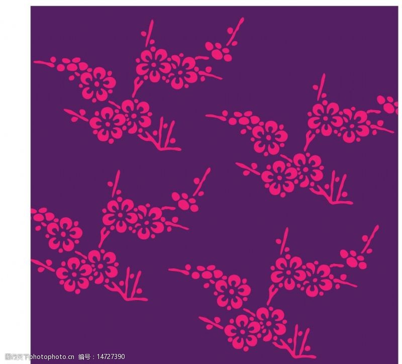 精美植物花纹日本传统花卉植物图案矢量素材图片