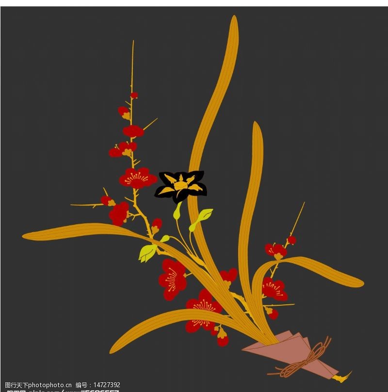 精美植物花纹日本传统花卉植物图案矢量素材图片