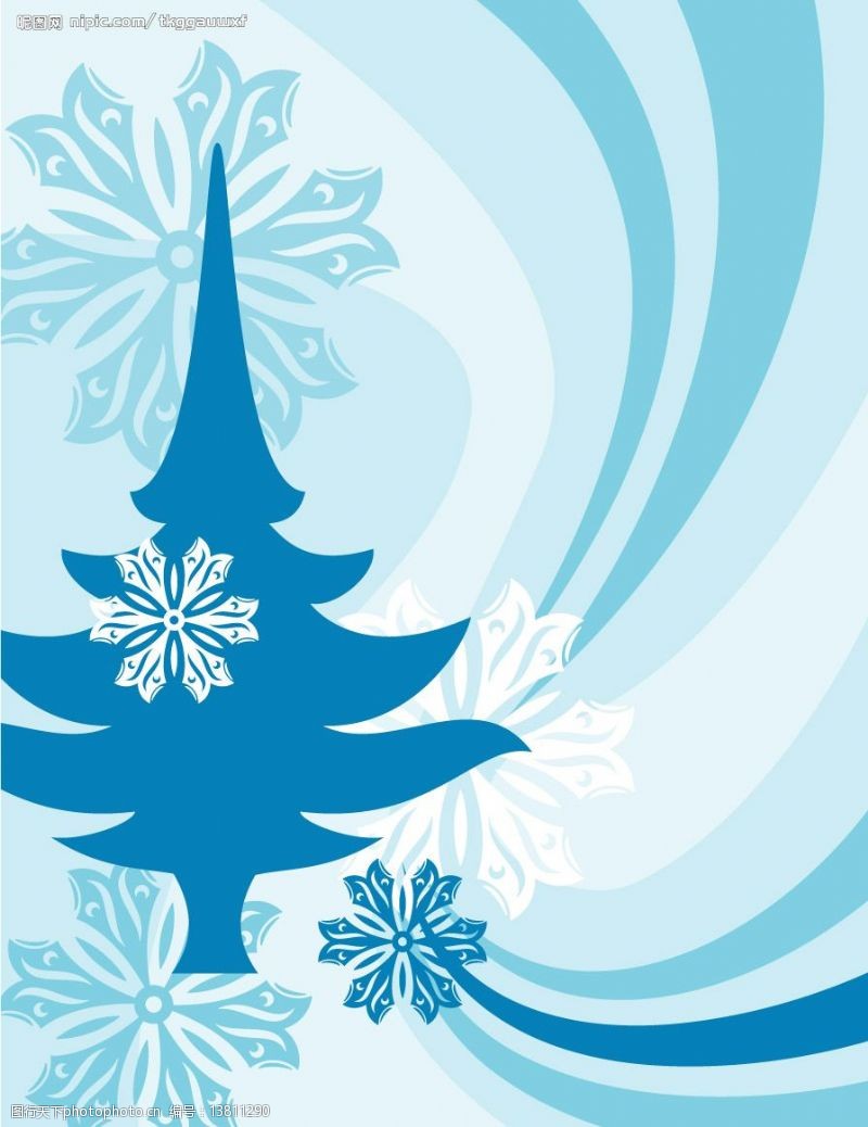 矢量花边的圣诞美丽的宝蓝色冬季花花图片