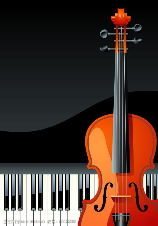 琴键小提琴主题矢量素材图片