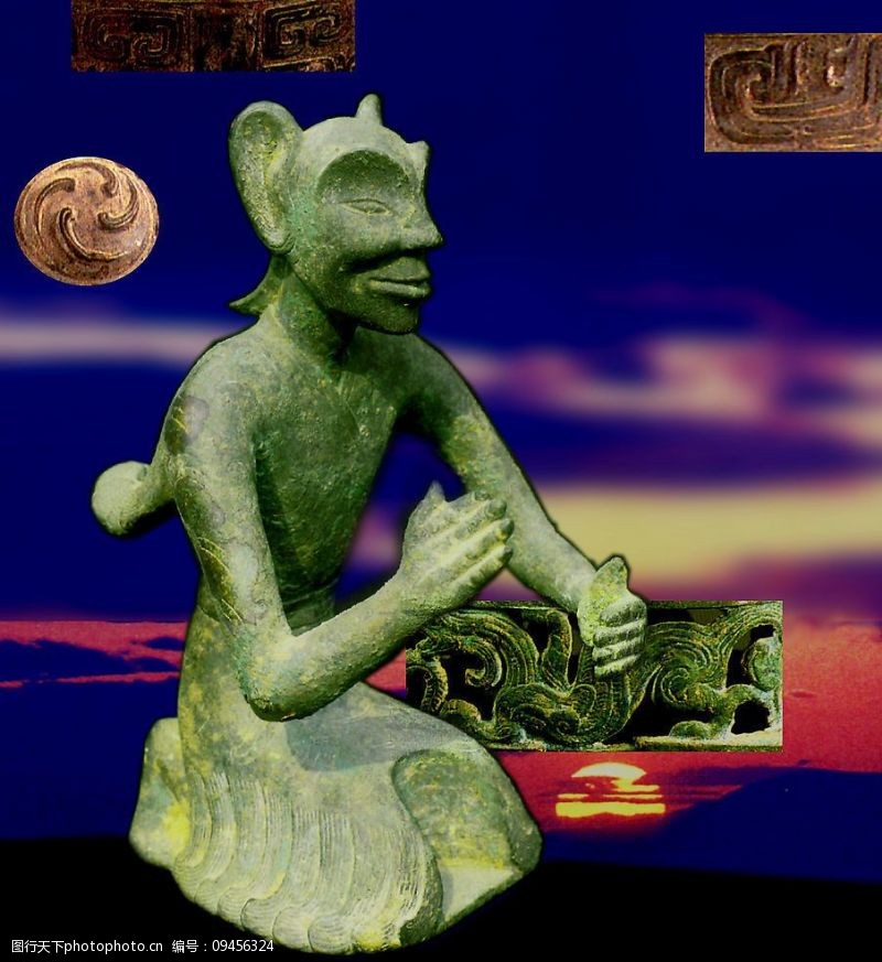 艺术品收藏青铜跪姿人物图片