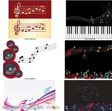 琴键6款音乐主题矢量素材图片