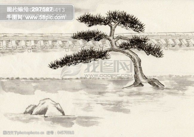 全球文化全球首席大百科古色古香水墨丹青国画山水画